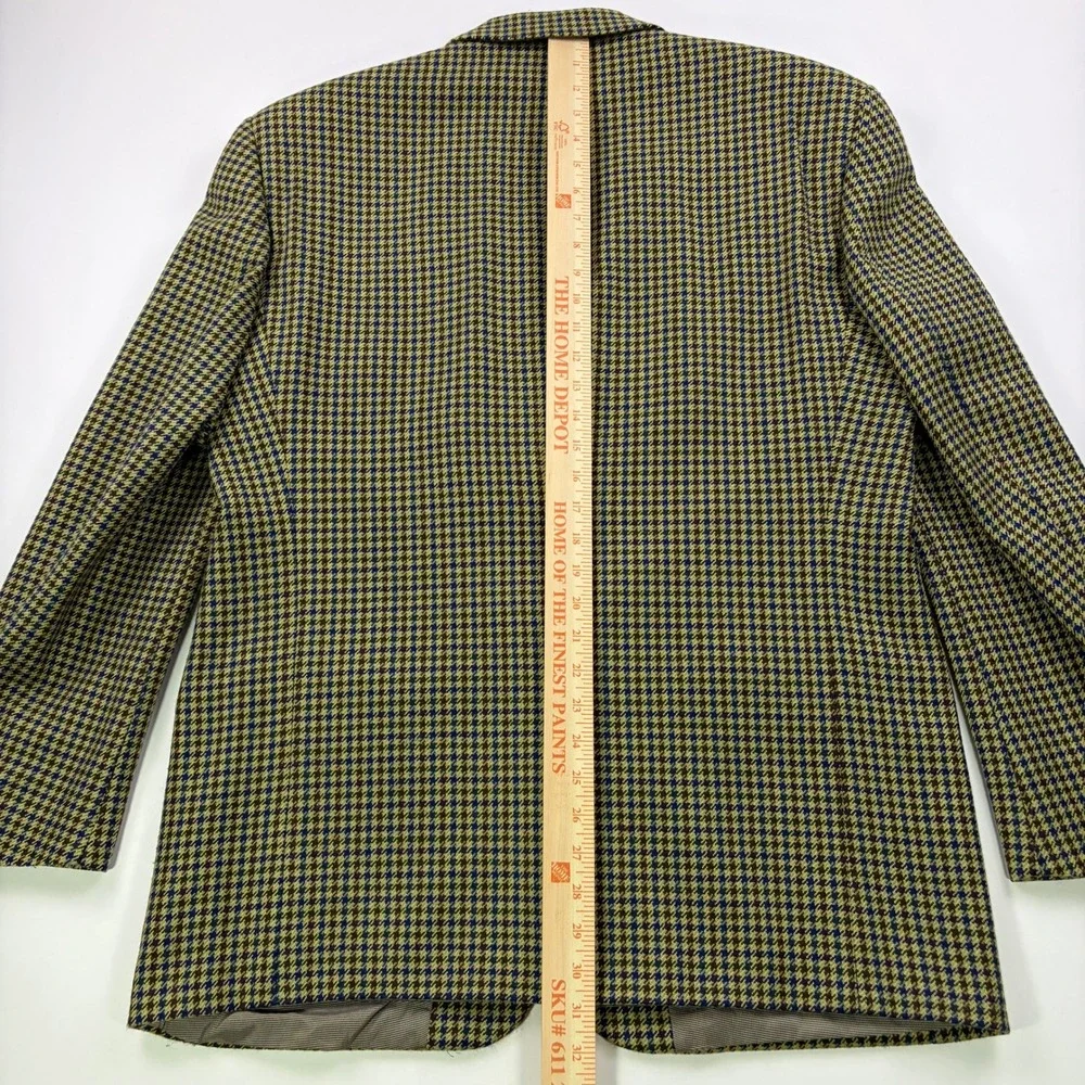 VTG Alandales Ermenegildo Zegna Wool Sport Coat Mens 42R Tan Houndstooth Blazer